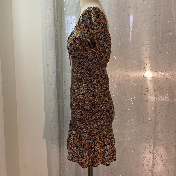 Brown Flowery Scrunch Mermaid Dress - Picture 2 of 6